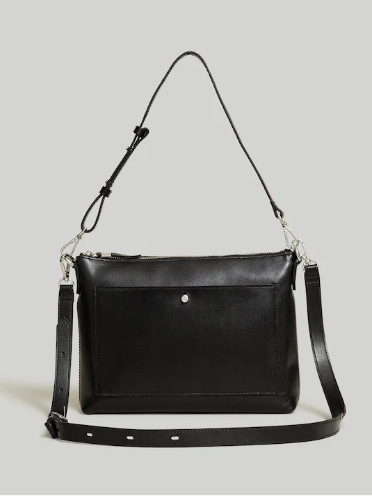 Nwt Madewell The Transport Shoulder Crossbody True Black Silver